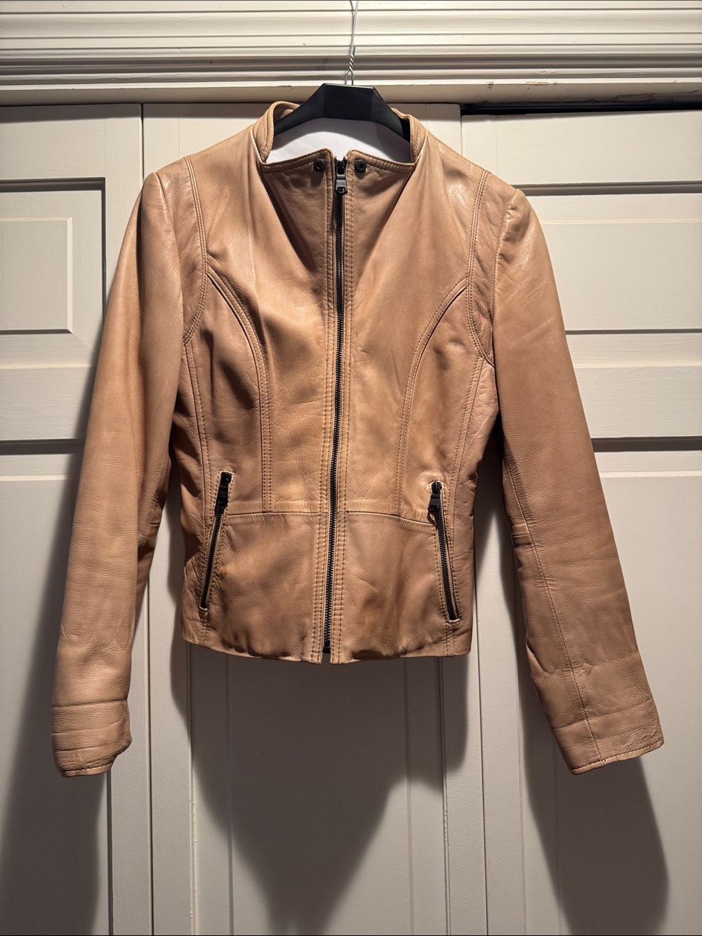 Marc New York Women’s Tan Leather Zip-Front Jacket